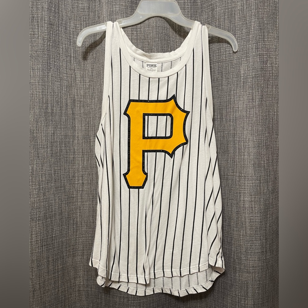 PINK Victoria's Secret White and Black Striped Tank